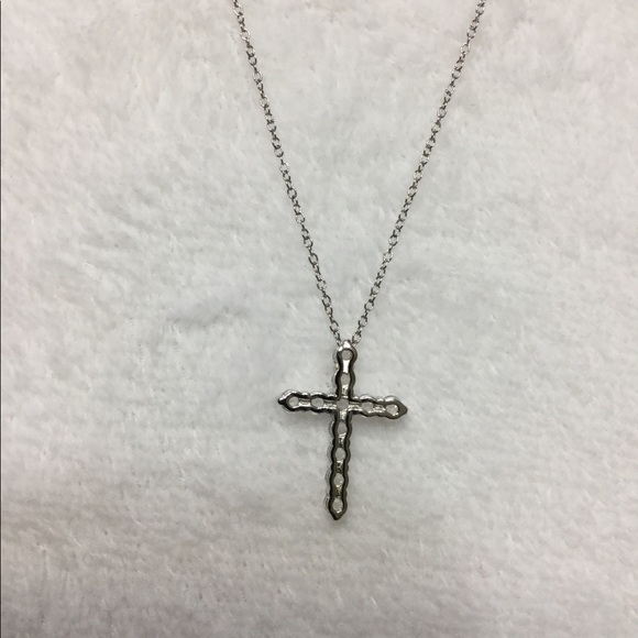 NEW Sterling Silver White Sapphire Cross Pendant - Picture 4 of 5